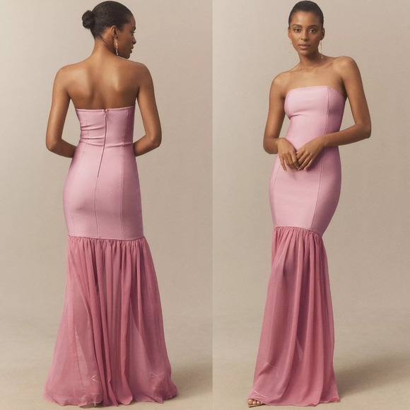 NWT Elliatt Kristel Strapless Corset Drop-Waist Chiffon Maxi Dress - Size Small